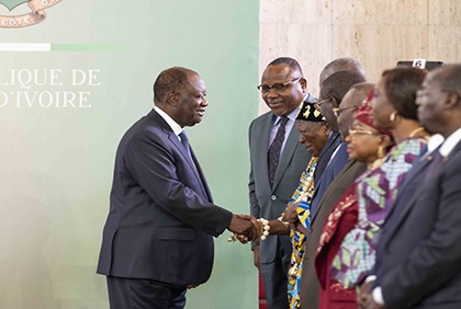 Cérémonie d'échange de vœux du Nouvel An 2024, entre le Président de la République,  les membres de l'Administration du territoire et les Responsables des Partis politiques