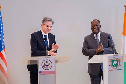 Diplomatie: Alassane Ouattara reçoit Antony Blinken à Abidjan