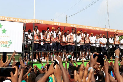 Can 2023: Parade des Eléphants de Côte d'Ivoire après leur victoire