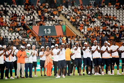 Can 2023. Cérémonie de présentation de trophée au stade Félix Houphouët Boigny