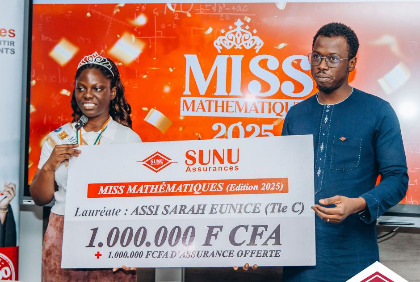 Distinction: SUNU ASSURANCES VIE CÔTE D’IVOIRE récompense la lauréate de Miss Mathématiques 2025