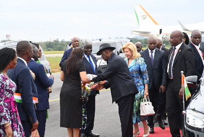 Arrivée du Couple Présidentiel à Bouaké en prélude de la Fête National