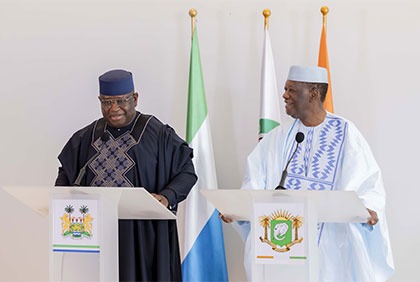 Diplomatie : visite le Chef de l'Etat de la Sierra Leone à Abidjan