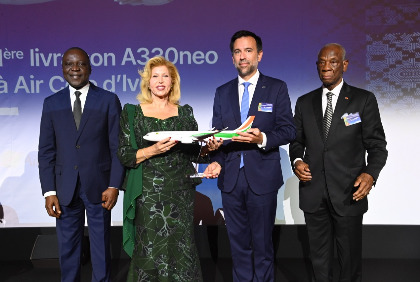 Transport aérien : La Première Dame Dominique OUATTARA réceptionne le nouvel A330neo d’Air Côte d'Ivoire