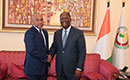 Entretien du Président de la République, S.E.M. Alassane Ouattara, avec M. Ahmad AHMAD, Président de la Confédération Africaine de Football (CAF)