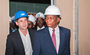 Réhabilitation de l’immeuble Postel 2001 - Le Ministre Bruno Nabagné Koné visite le chantier.