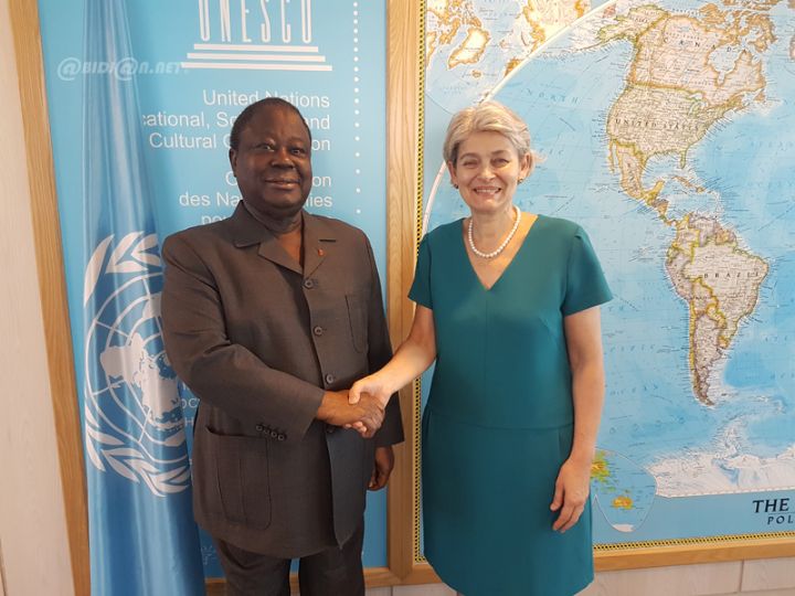 En prélude à la remise du Prix Félix  Houphouet-Boigny pour la recherche de la paix, Henri Konan Bédié fait le point avec irina Bokova à Paris