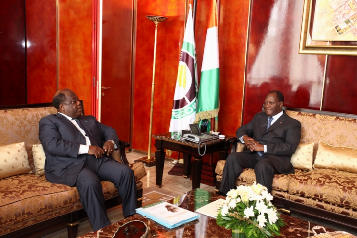 Audiences du chef de l`Etat: Le Président Alassane Ouattara a reçu le Président de la Commission Dialogue-Vérité-Réconciliation, le Premier Ministre et l’Ambassadeur de Guinée en Côte d’Ivoire