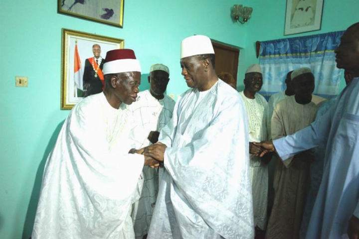 Visite d`Etat dans le Zanzan: le Président Alassane Ouattara  au domicile de l’Imam central de Bondoukou