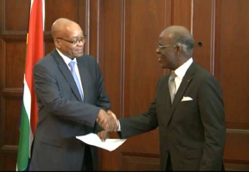 Coopération : Côte d’Ivoire-Afrique du Sud/ S.E.M Amos Koffi Djadan, a présenté ses Lettres de Créance au Président Jacob Zuma