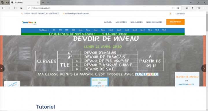 Pari réussi pour ECOLEWEB.CI : des devoirs en ligne depuis la maison, c’est possible !