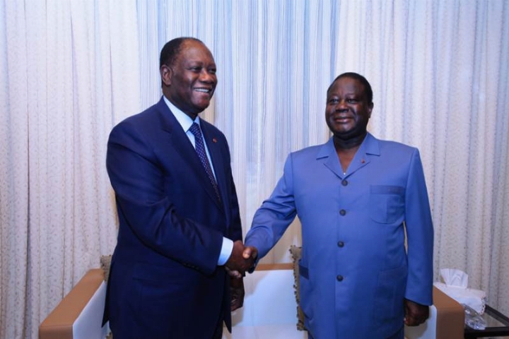 Alassane Ouattara reçoit Henri Konan Bédié au palais présidentiel, mardi