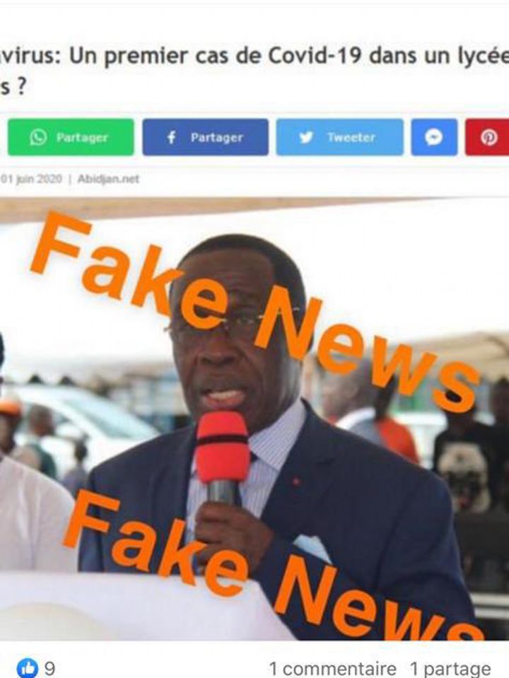 Mise au point de la Direction d’Abidjan.net  relative à la diffusion d’une fausse information attribuée à la Rédaction  ce lundi 1er juin 2020