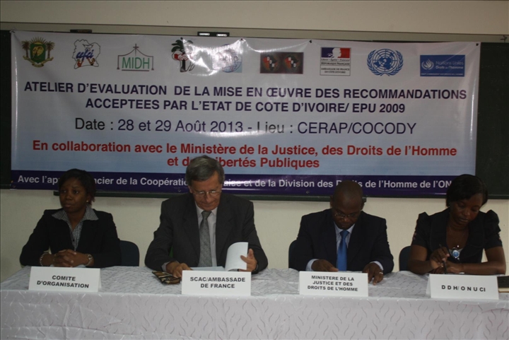 Société civile: Abidjan a abrité un atelier d’évaluation de la mise en œuvre des recommandations de l’Epu 2009 acceptées par la Côte d’Ivoire