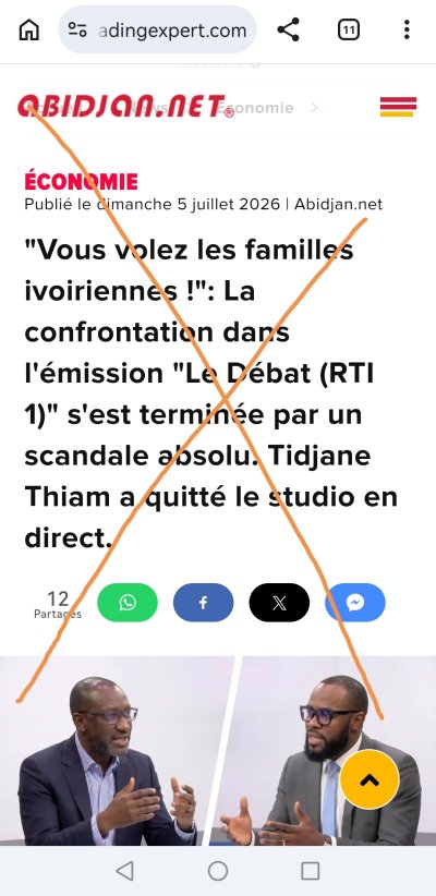 Fake News : Abidjan.net n'a pas relayé « Tidjane Thiam a quitté le plateau de 