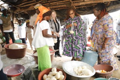 Lutte contre la pauvreté : La ministre Belmonde Dogo et une mission de la Banque Mondiale s'imprègnent des réalisations AVEC à Dabou