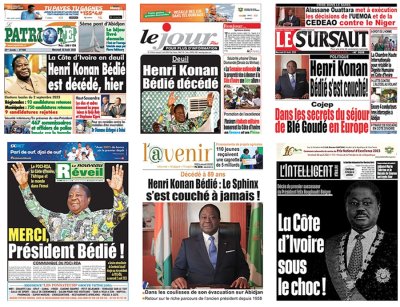 REVUE DE PRESSE: Le décès de Bédié à la Une de tous les journaux