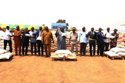 Programme de production alimentaire d’urgence : le ministre Kobenan Kouassi Adjoumani remet d’importants kits agricoles aux riziculteurs de la région du Poro