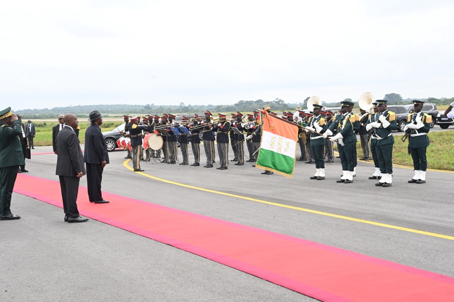 Le Chef de l’État est arrivé à Bouaké pour la célébration du 65ème Anniversaire de l’Indépendance de la Côte d’Ivoire