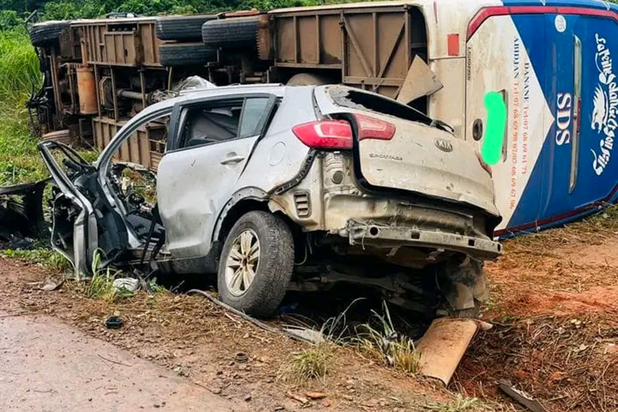 Côte d'Ivoire : 25 victimes dont un mort après l'accident d'un autocar de 70 places sur l'axe Man-Duékoué