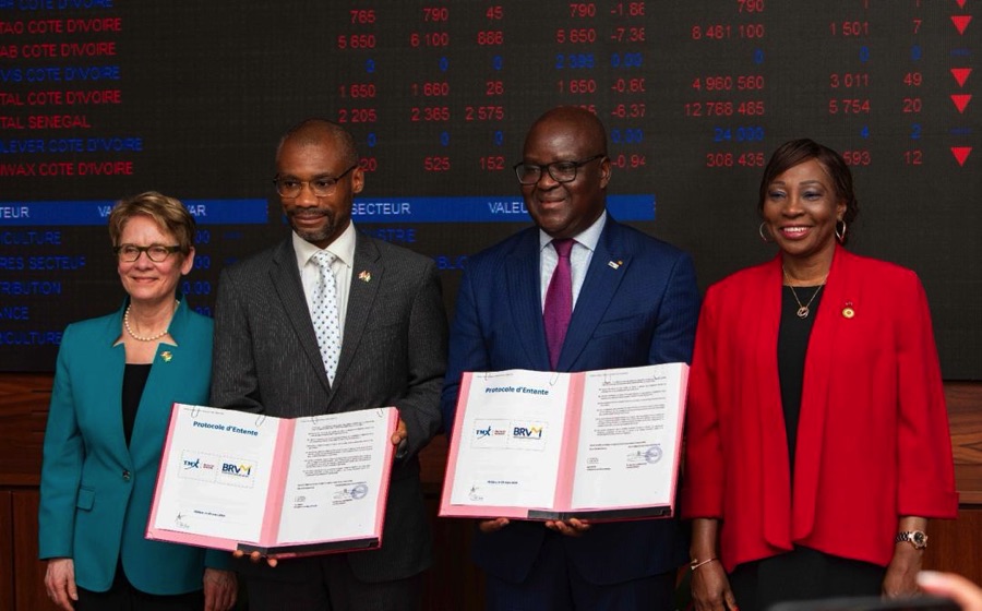 Mise en place de Marché des produits dérivés :  la Bourse Régionale des Valeurs Mobilières et la Bourse de Montréal (MX) signent un Protocole d'Entente à Abidjan
