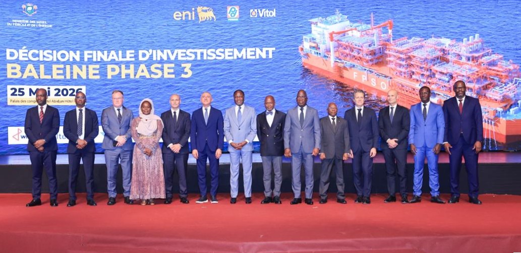 Phase 3 du gisement pétrolier et gazier Baleine: la Décision Finale d'Investissement par le consortium ENI-PETROCI-VITOL signée pour 4 milliards USD