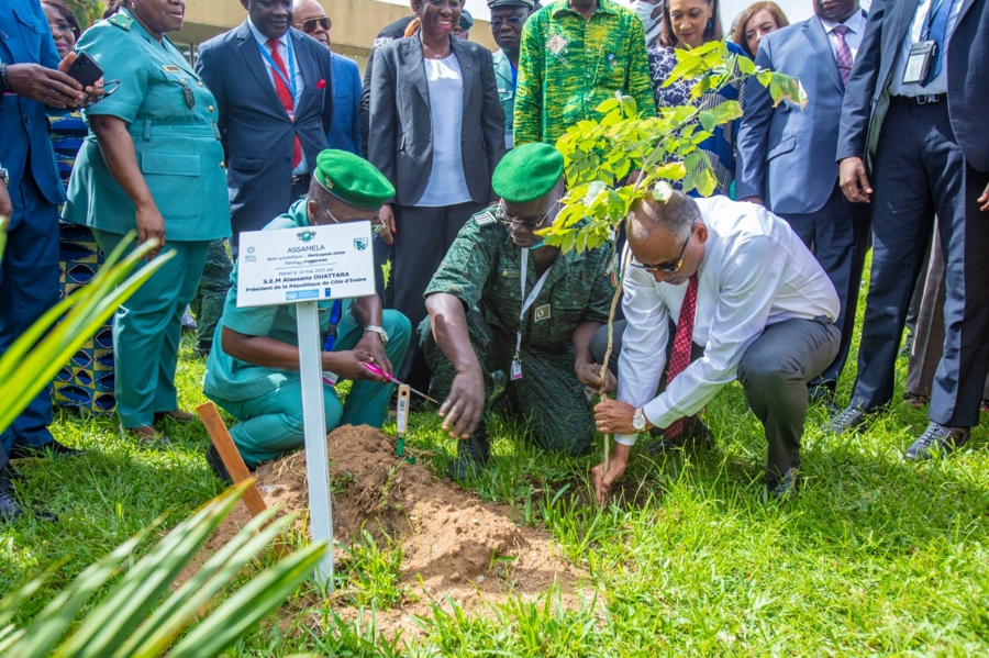COP 15/ Restauration du couvert forestier ivoirien : le Premier Ministre Patrick Achi et une vingtaine d'autres personnalités participent à une opération de planting d'arbres