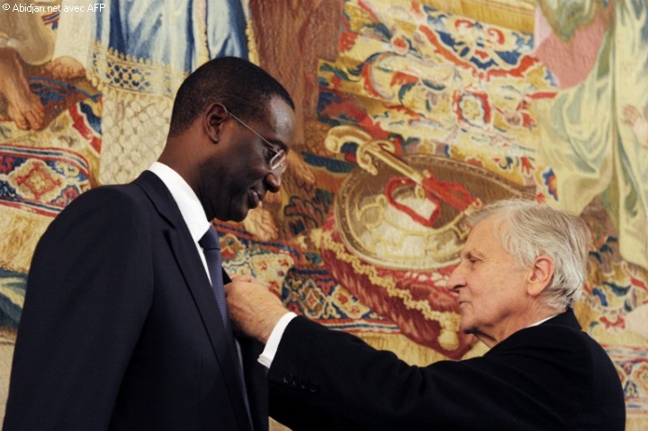 Tidjane Thiam (Prudential) reçoit la Légion d`Honneur des mains de Trichet