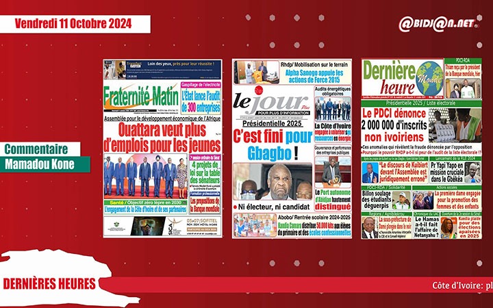 Titrologue Du 11 Octobre 2024 Liste électorale Le Pdci Dénonce 2 000