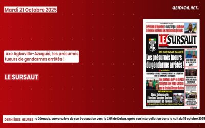 Titrologue du Mardi 21 octobre 2025/ Axe Agboville-Azaguié, les présumés tueurs de gendarmes arrêtés !