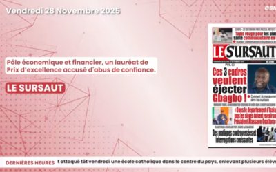  Titrologue du vendredi 28 novembre 2025/un lauréat de Prix d’excellence accusé d'abus de confiance