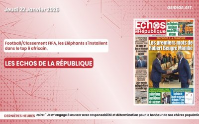 Titrologue du jeudi 22 janvier 2026/Football/Classement FIFA, les Eléphants s'installent dans le top 6 africain