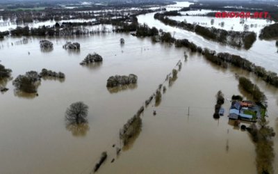 Vues aeriennes d’Inondations à Chalonnes sur Loire 