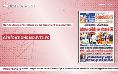 Titrologue du mardi 24 février 2026/ Man, les taxis à l’arrêt face au durcissement des contrôles. 