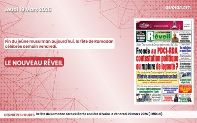 Titrologue du jeudi 19 mars 2026/ La fête de Ramadan célébrée demain vendredi