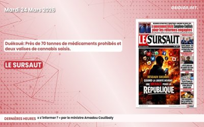 Titrologue du mardi 24 mars 2026/Duékoué: Près de 70 tonnes de médicaments prohibés et deux valises de cannabis