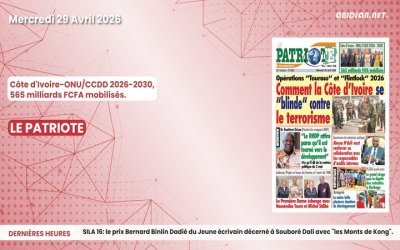Titrologue du mercredi 29 avril 2026/Côte d'Ivoire-ONU/CCDD 2026-2030, 565 milliards FCFA mobilisés