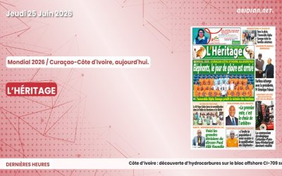 Titrologue du jeudi 25 juin 2026/ Mondial 2026 / Curaçao-Côte d'Ivoire, aujourd'hui.