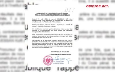 Le Procureur de la République dément formellement le décès de N’Guessan Koffi Aimé  dit 