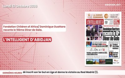 Titrologue du lundi 12 octobre 2026/Fondation Children of Africa: Dominique Ouattara raconte le 10ème Dîner de Gala.