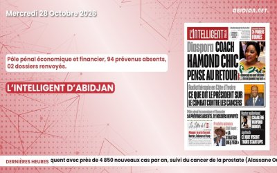 Titrologue du mercredi 28 octobre 2026/ Pôle pénal économique et financier, 94 prévenus absents, 02 dossiers renvoyés.